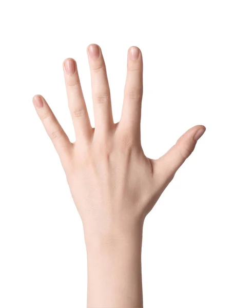 Woman White Background Closeup Hand — Stock Photo, Image