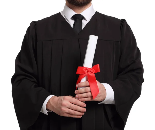 Student Diploma White Background Closeup — Stock Photo, Image