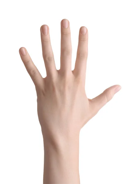 Woman White Background Closeup Hand — Stock Photo, Image