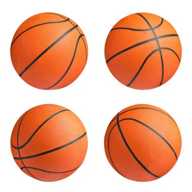 Beyaz arka planda turuncu basketbol topları ile set 