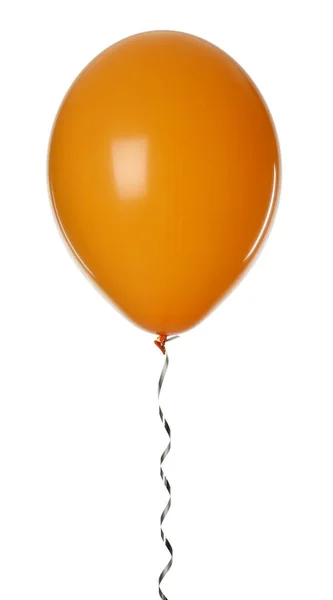 Orangefarbener Ballon Mit Band Isoliert Auf Weißem Grund — Stockfoto