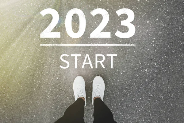 Начните Новый Год Свежих Взглядов Идей 2021 Номера Асфальтированной Дороге — стоковое фото
