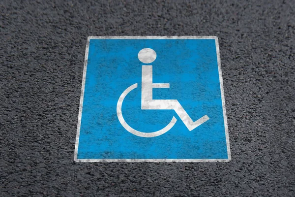 Symbole Fauteuil Roulant Sur Route Asphaltée Dessus Vue Permis Stationnement — Photo