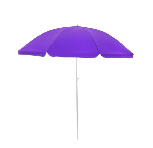 Guarda Chuva Praia Violeta Aberto Isolado Branco — Fotografia de Stock