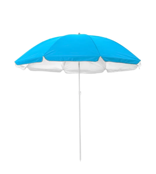 Luz Aberta Guarda Chuva Praia Azul Isolado Branco — Fotografia de Stock