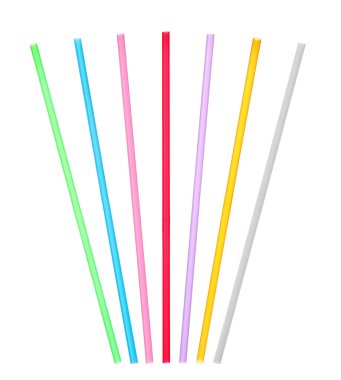Beyaz arkaplandaki içecekler için farklı pipetlerle ayarlayın