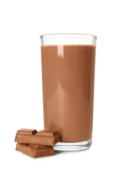 Склянка Смачного Шоколадного Молока Білому Тлі — стокове фото