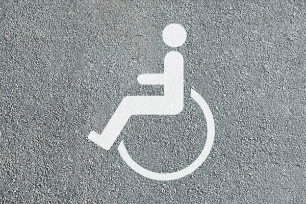 Symbole Fauteuil Roulant Sur Route Asphaltée Vue Dessus Permis Stationnement — Photo