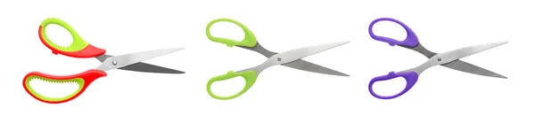 Set Different Scissors White Background Banner Design — Stock Photo, Image