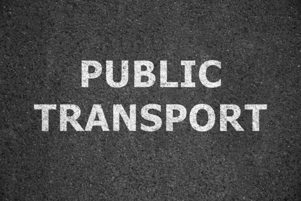 Texto Transporte Público Escrito Camino Asfalto Vista Superior — Foto de Stock