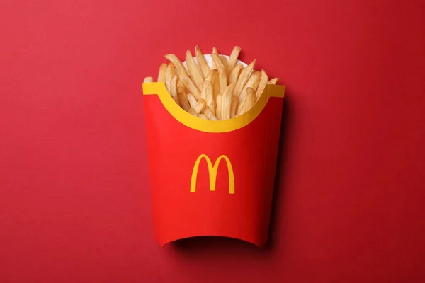 Mykolaiv Ukraine August 2021 Big Portion Mcdonald French Fries Red — Stock Photo, Image