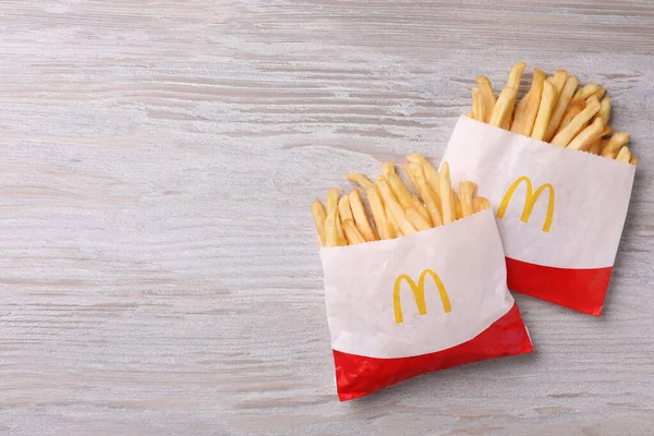 Mykolaiv Ukraine August 2021 Two Small Portions Mcdonald French Fries — Stock Photo, Image