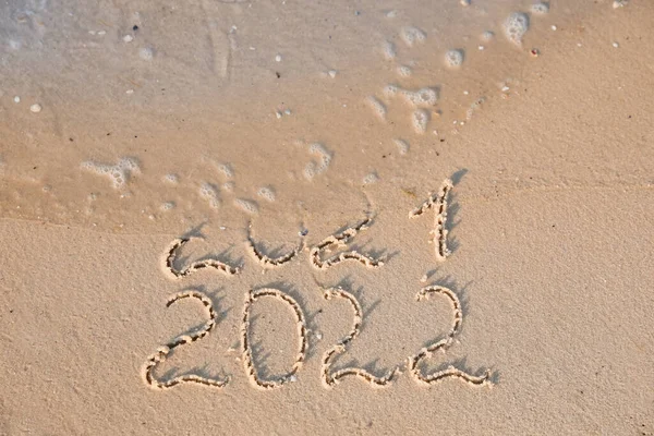 Θαλασσινό Κύμα Κυλά Αμμώδη Παραλία Γραπτή 2021 Και 2022 Νέο — Φωτογραφία Αρχείου