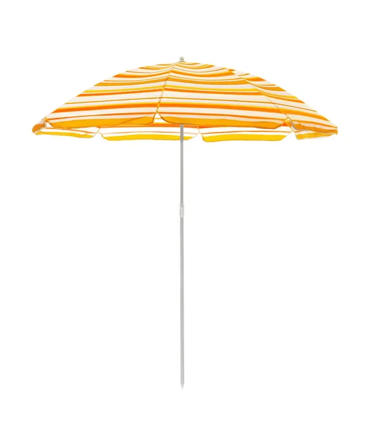 Open Striped Beach Umbrella Isolated White — Stock Photo, Image