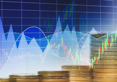 Elektronik ticaret platformu ve istiflenmiş madeni paralar. Borsa