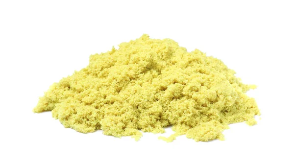 Куча Желтого Кинетического Песка Белом Фоне — стоковое фото