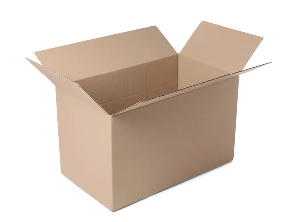 Beyazda Izole Edilmiş Boş Karton Kutuyu — Stok fotoğraf