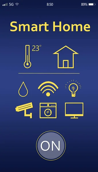 Smart Home Applicatie Voor Mobiele Telefoon Illustratie Automatische Technologie — Stockfoto