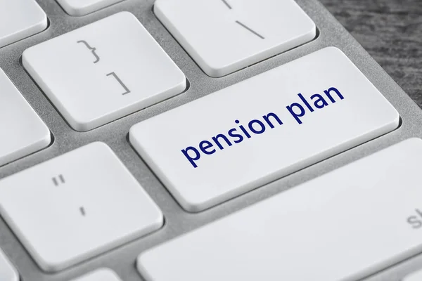 Nowoczesna Klawiatura Komputerowa Tekstem Pension Plan Button Widok Bliska — Zdjęcie stockowe