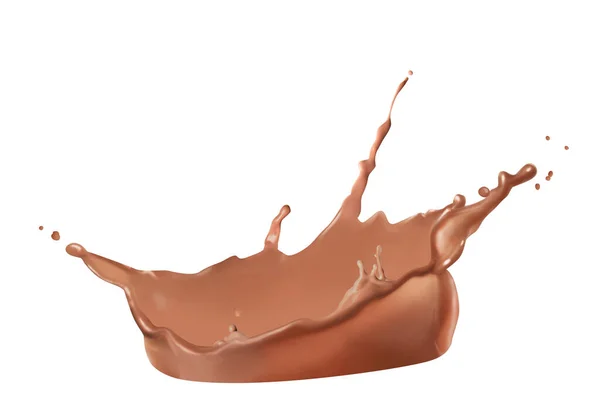 Percikan Susu Coklat Yang Lezat Pada Latar Belakang Putih — Stok Foto
