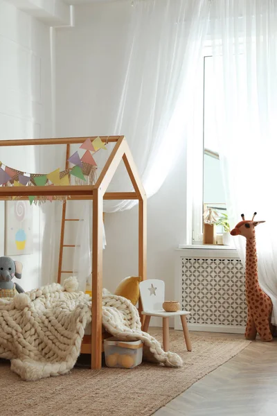 Chambre Enfant Élégante Intérieur Avec Lit Maison — Photo