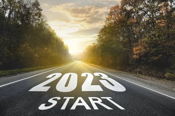 Start New Year Fresh Vision Ideas 2023 Numbers Asphalt Road — Stock Photo, Image