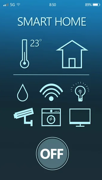 Smart Home Applicatie Voor Mobiele Telefoon Illustratie Automatische Technologie — Stockfoto