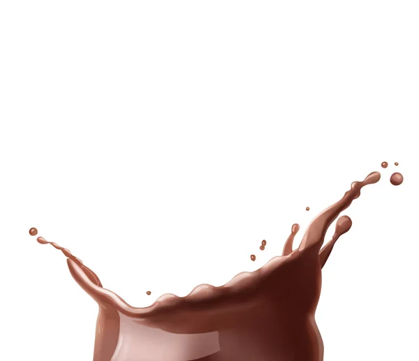 Schizzo Delizioso Latte Cioccolato Sfondo Bianco — Foto Stock