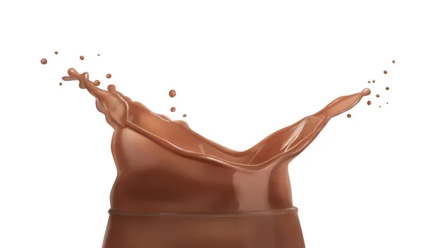 Éclaboussure Délicieux Lait Chocolat Sur Fond Blanc — Photo