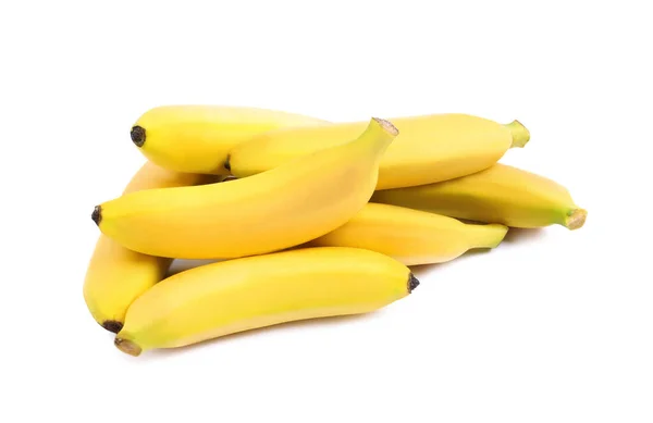 Sweet Ripe Baby Bananas Isolated White — Stock Photo, Image