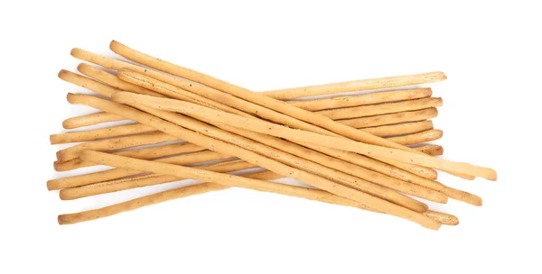 Delicious Grissini Sticks White Background Top View — Stock Photo, Image