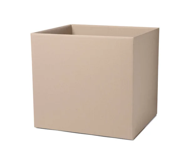 Jedno Otwarte Pudełko Tekturowe Izolowane Biało — Zdjęcie stockowe