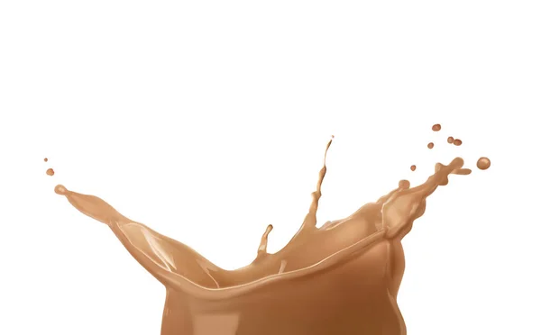 Éclaboussure Délicieux Lait Chocolat Sur Fond Blanc — Photo