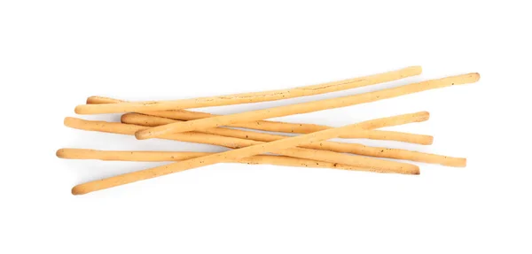 Delicious Grissini Sticks White Background Top View — Stock Photo, Image