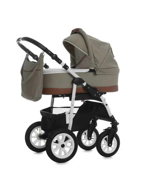 Baby Carriage Modern Pram Isolated White — Stock Photo, Image