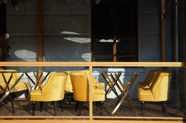 Krásný Výhled Moderní Kavárnu Venkovní Terasou — Stock fotografie