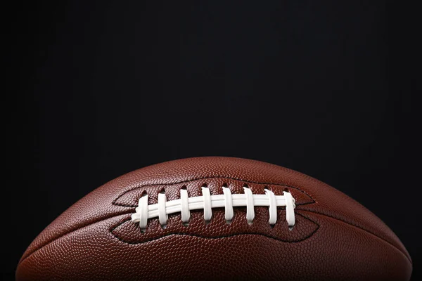 American Football Ball Black Background Closeup Space Text — Stock Photo, Image