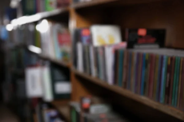 Blurred View Different Books Shelves Library — Stock Photo, Image