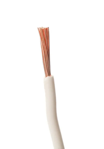 Cable Eléctrico Despojado Aislado Blanco — Foto de Stock