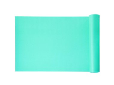 Turkuaz kamp paspası beyaza izole edilmiş, üst manzara