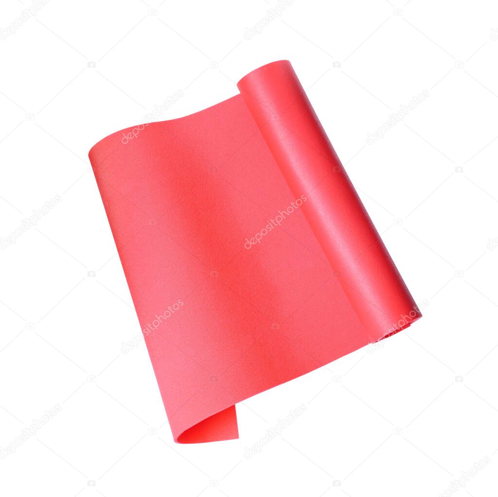 Bright pink camping mat isolated on white, top view