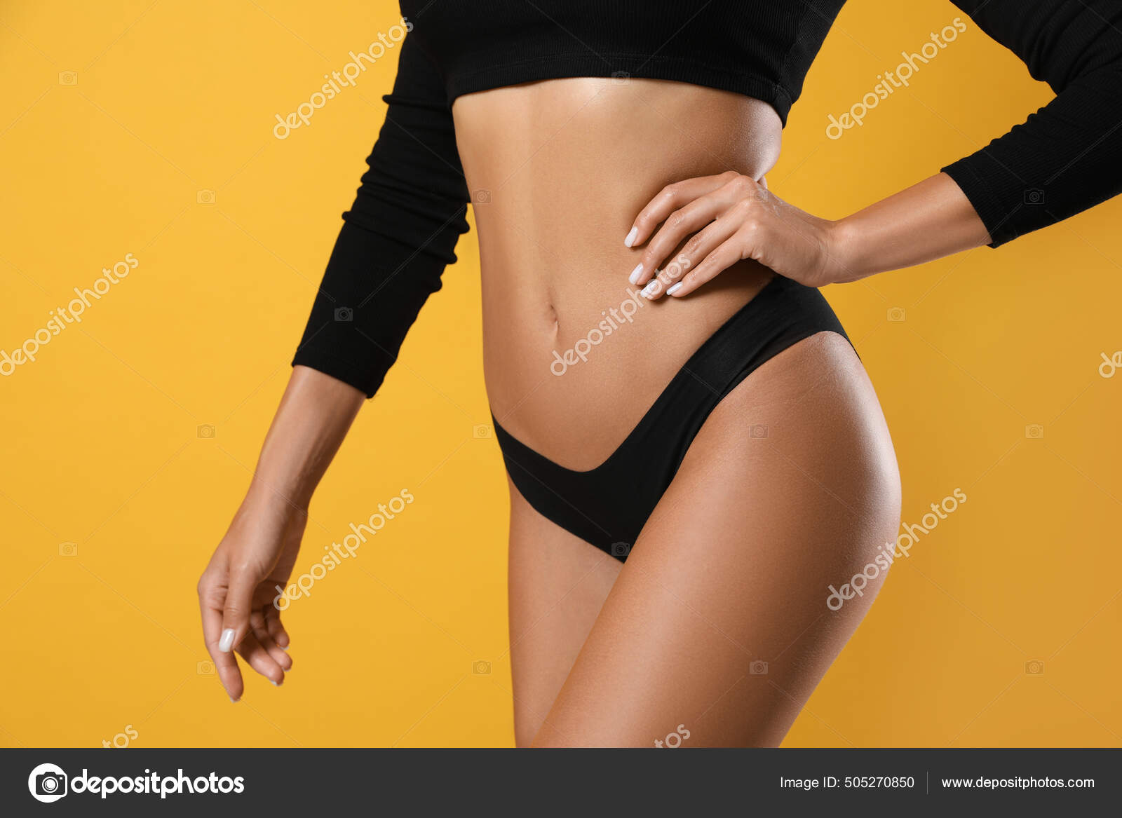 Closeup Of A Sexy Woman Wearing Black Thong Stock Photo, Picture