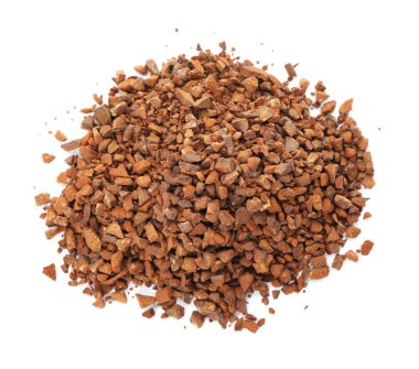 Beyaz, üst görünümde izole edilmiş hindiba tanecikleri yığını