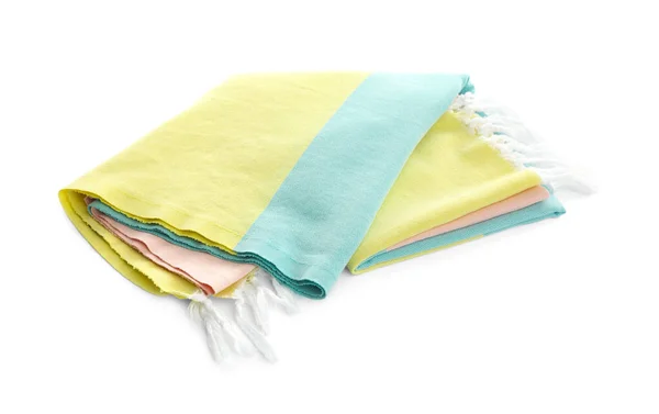 Składany Kolorowy Ręcznik Plażowy Izolowany Biało — Zdjęcie stockowe