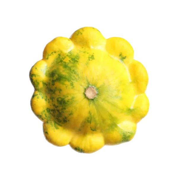 Rabo Pattypan Amarelo Maduro Fresco Isolado Sobre Branco — Fotografia de Stock