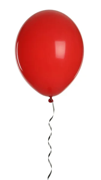 Ballon Rouge Avec Ruban Isolé Sur Blanc — Photo