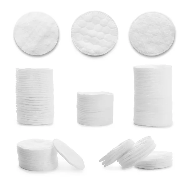 Set Soft Cotton Pads White Background — Stock Photo, Image