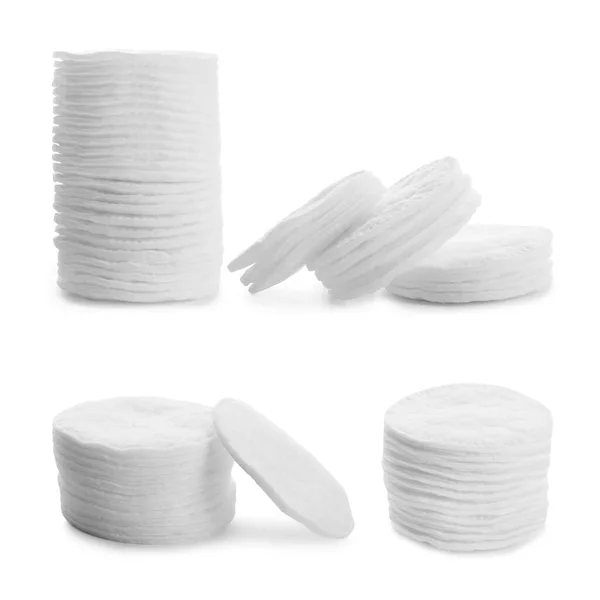 Set Con Cuscinetti Morbido Cotone Sfondo Bianco — Foto Stock