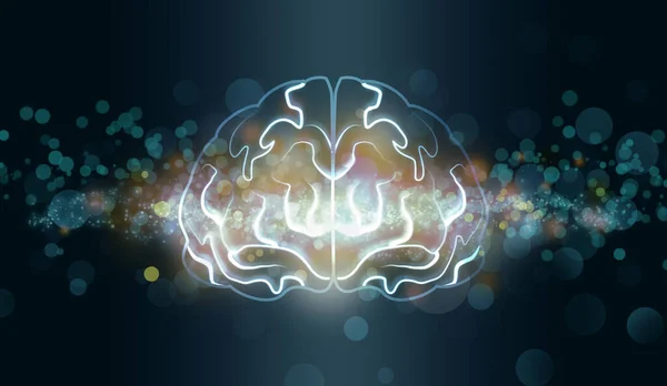 Ілюстрація Людського Мозку Темному Тлі — стокове фото