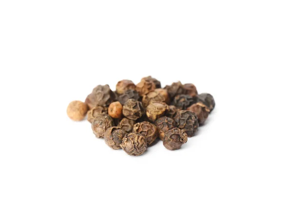 Black Peppercorns White Background Aromatic Spice — Stock Photo, Image